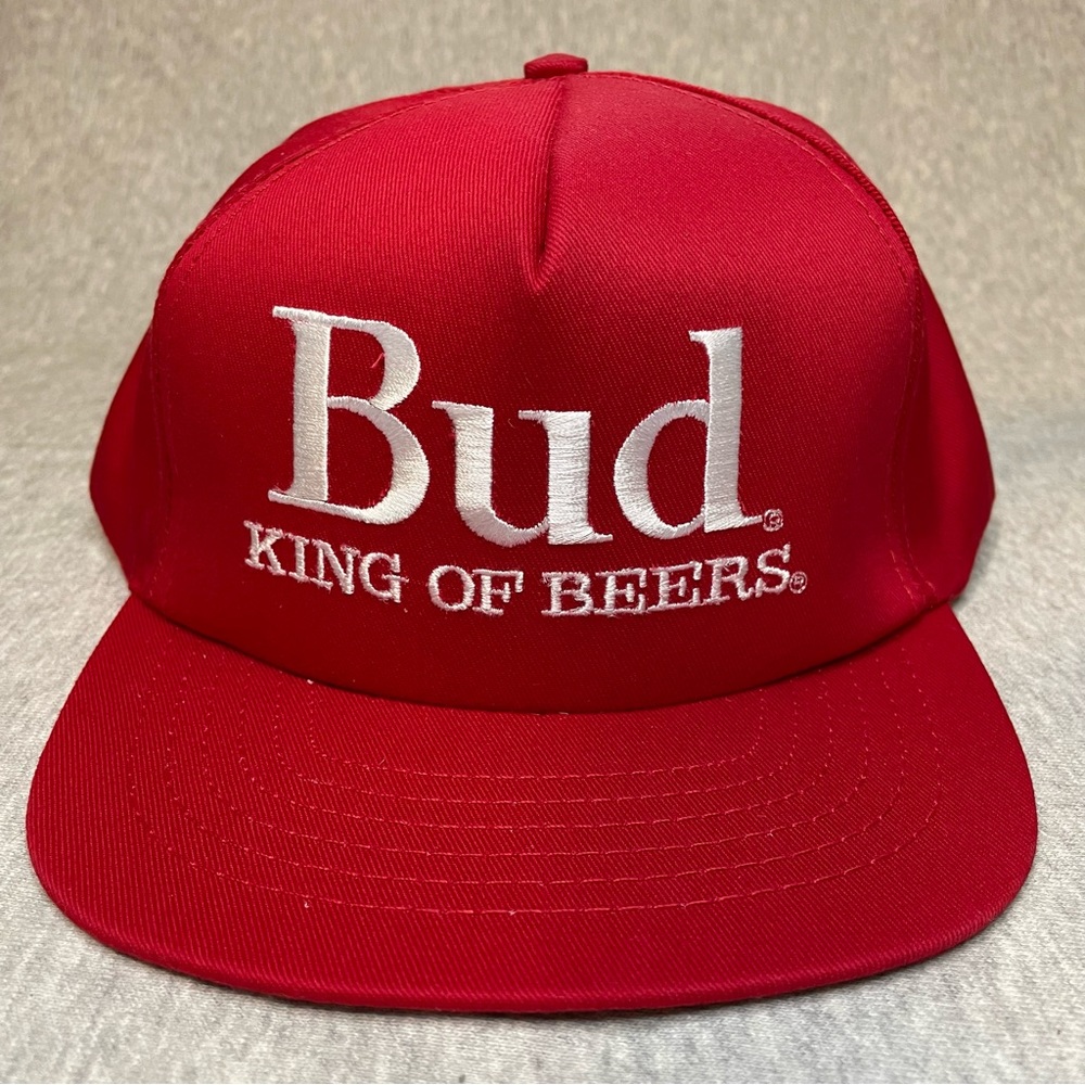 Bud King Of Beers Trucker Snapback Hat EMBROIDERED vintage Budweiser cap NOS